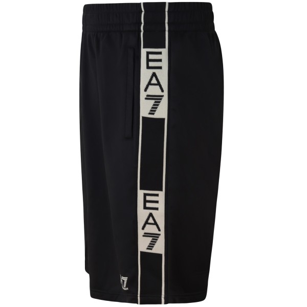 Bermuda nera con fascia beige per uomo