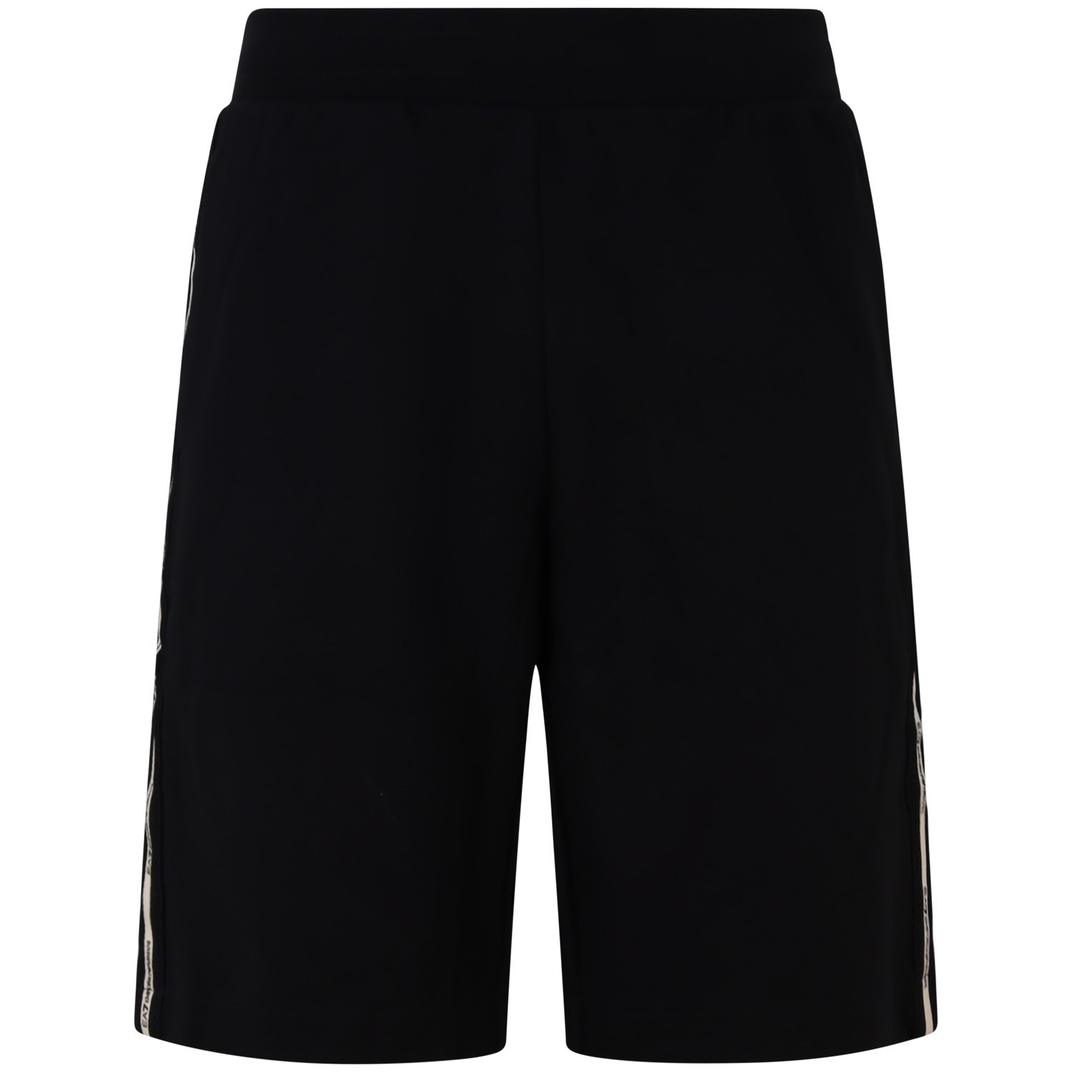 Bermuda nera con fascia beige e mini logo per uomo