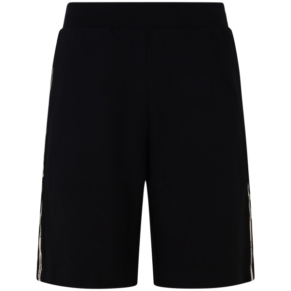 Bermuda nera con fascia beige e mini logo per uomo