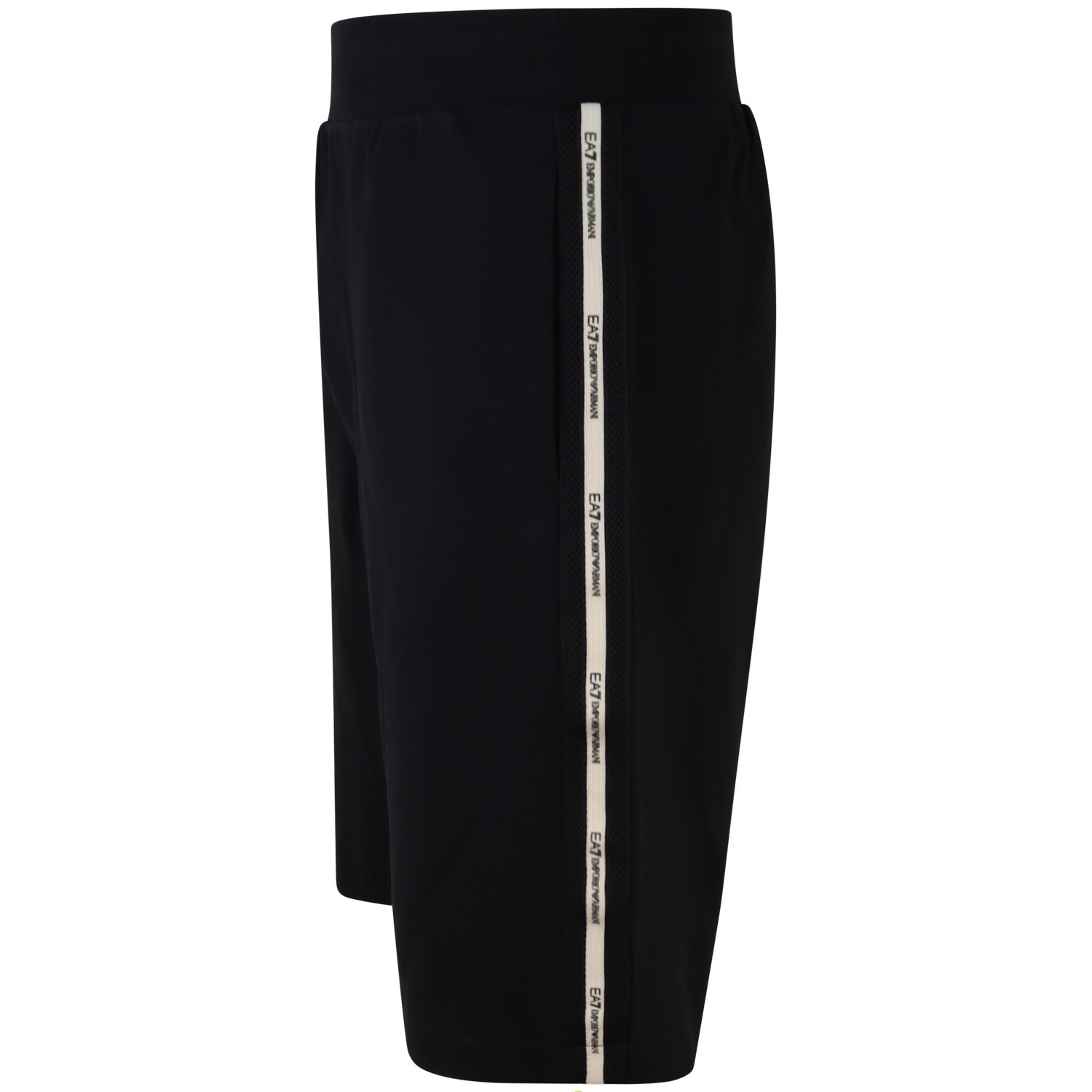 Bermuda nera con fascia beige e mini logo per uomo 2