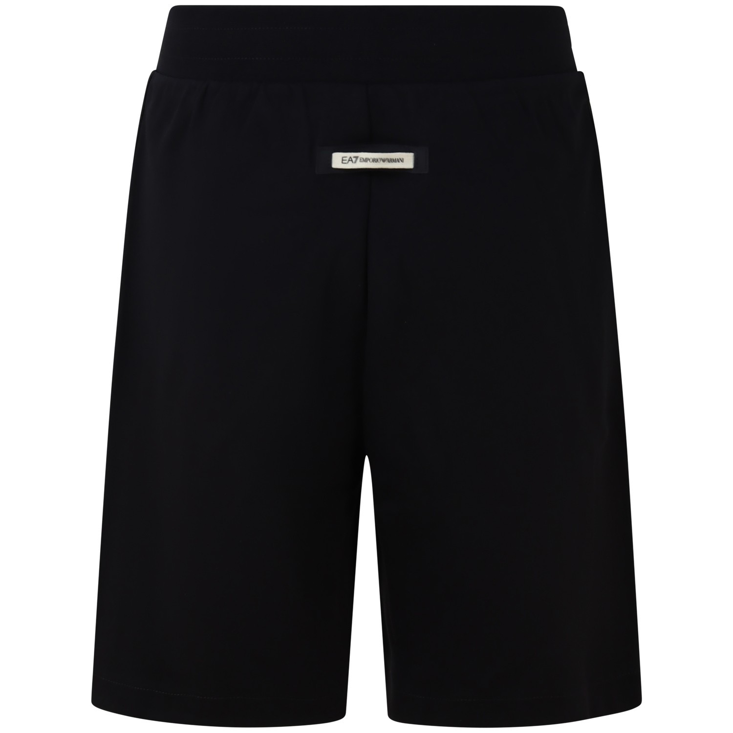 Bermuda nera con fascia beige e mini logo per uomo