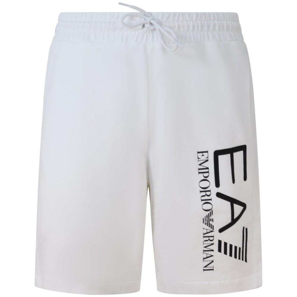 Bermuda bianca con logo nero per uomo