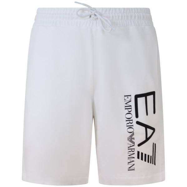 Bermuda bianca con logo nero per uomo