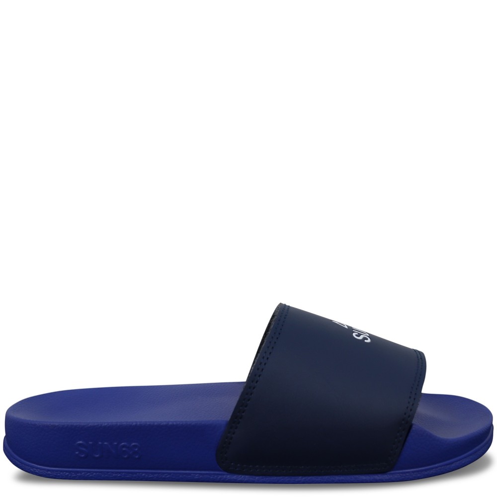 Ciabatte azzurre con logo per uomo