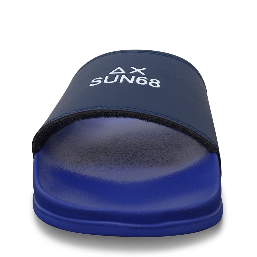 Ciabatte azzurre con logo per uomo