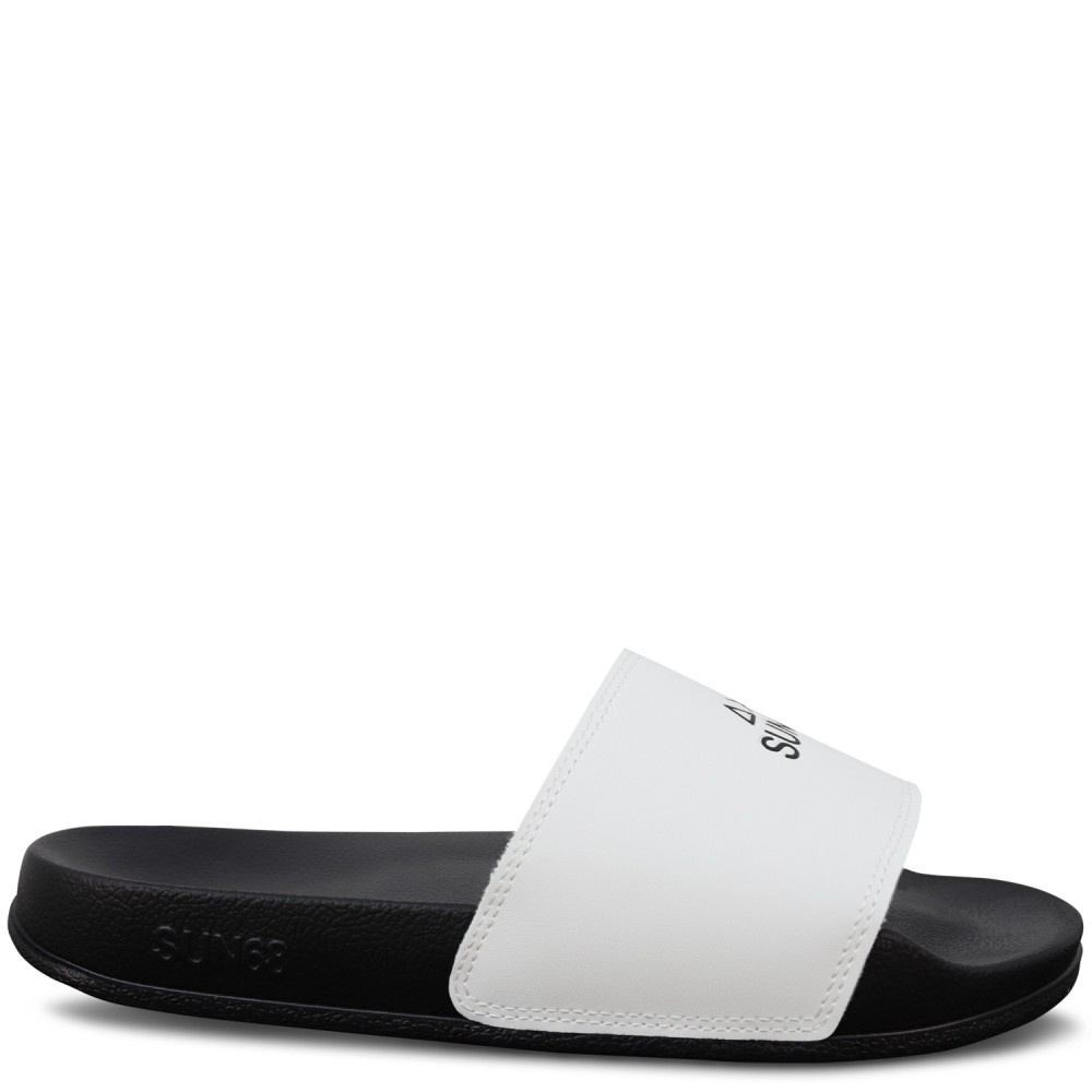 Ciabatte bianche con logo nero per uomo