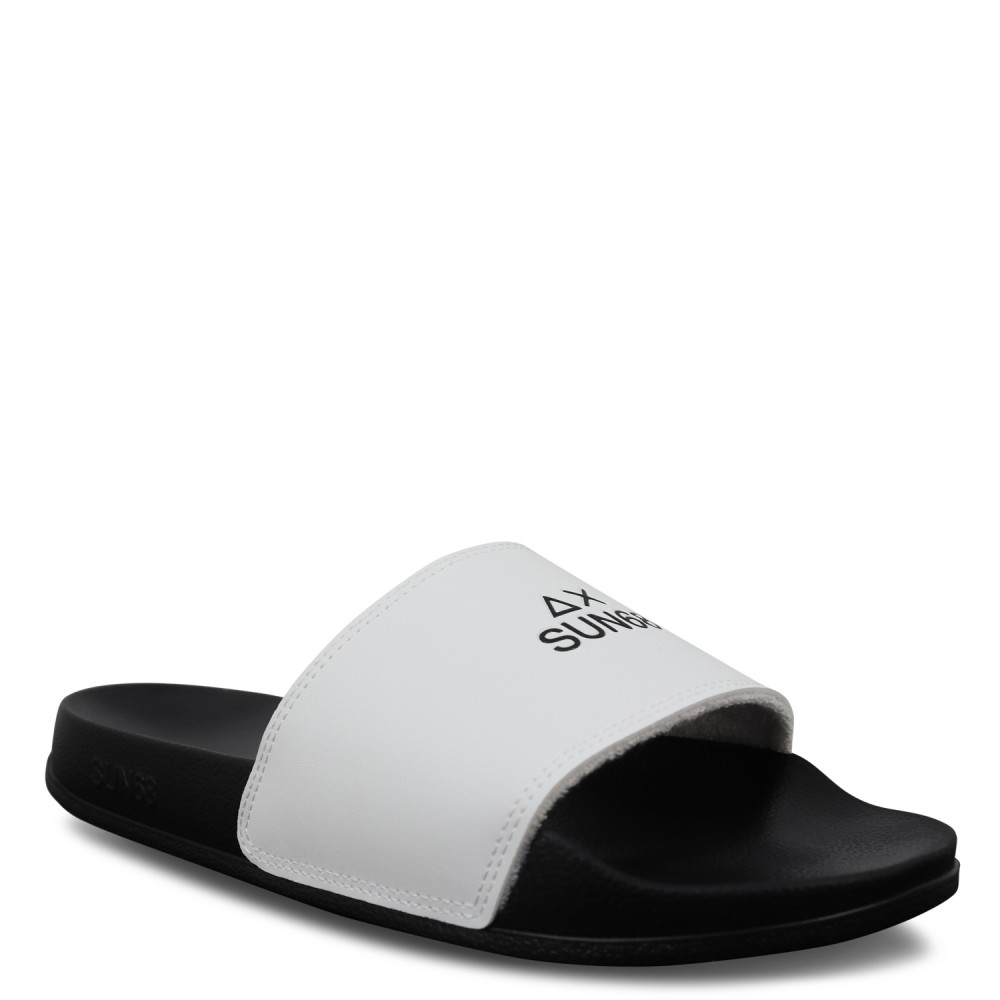 Ciabatte bianche con logo nero per uomo