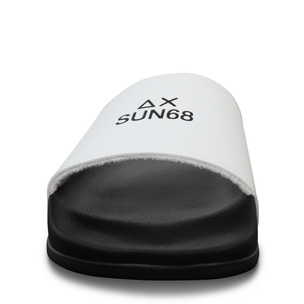 Ciabatte bianche con logo nero per uomo