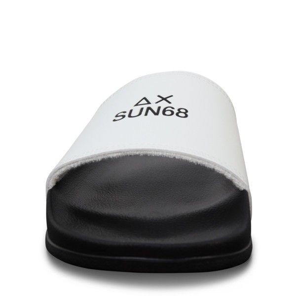 Ciabatte bianche con logo nero per uomo