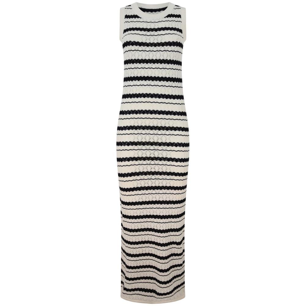 Abito in maglia avorio e nero per donna