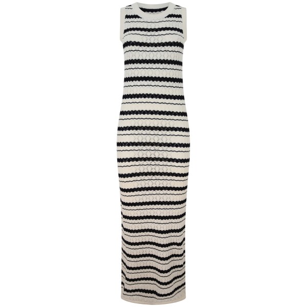 Abito in maglia avorio e nero per donna