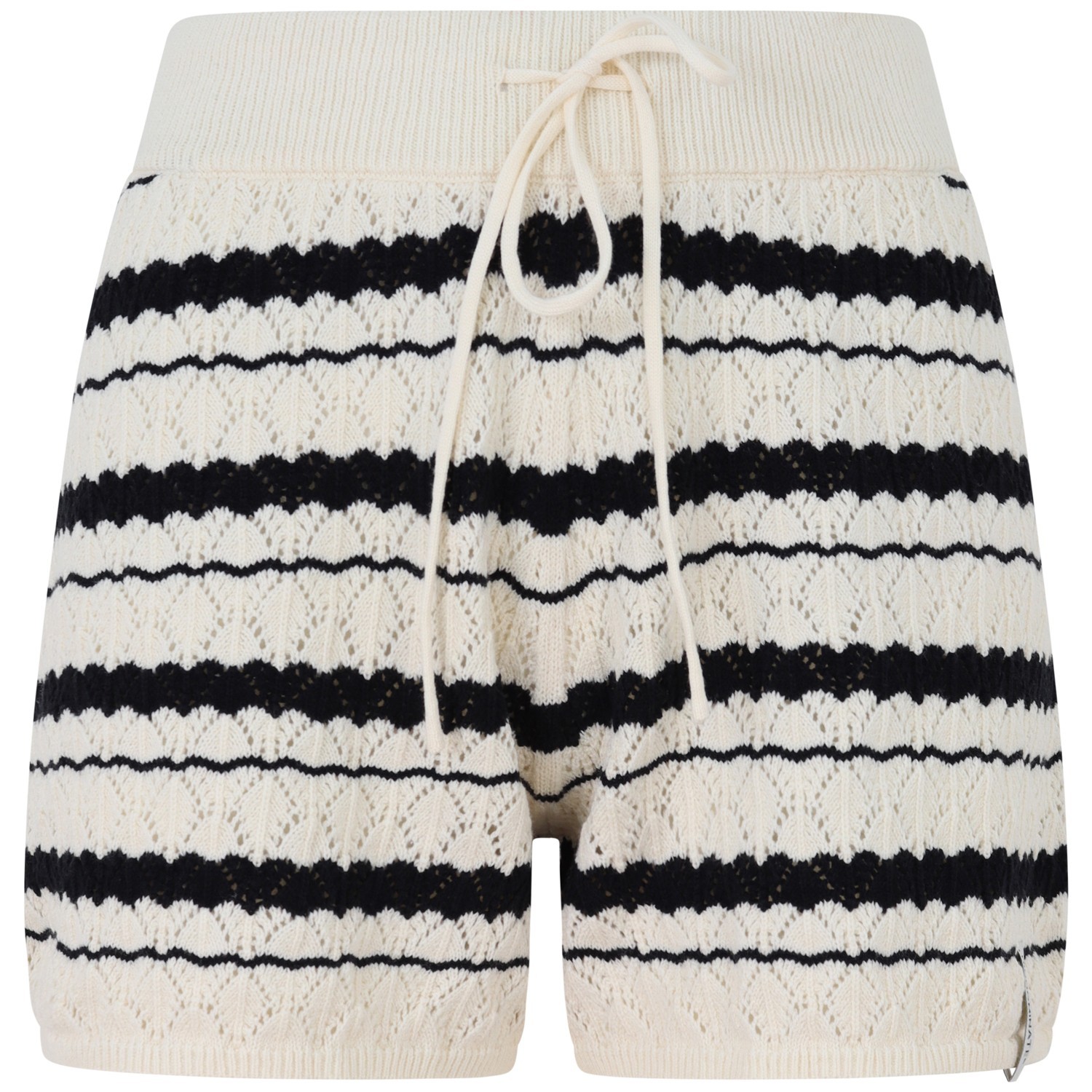 Shorts  in maglia avorio e nero per donna