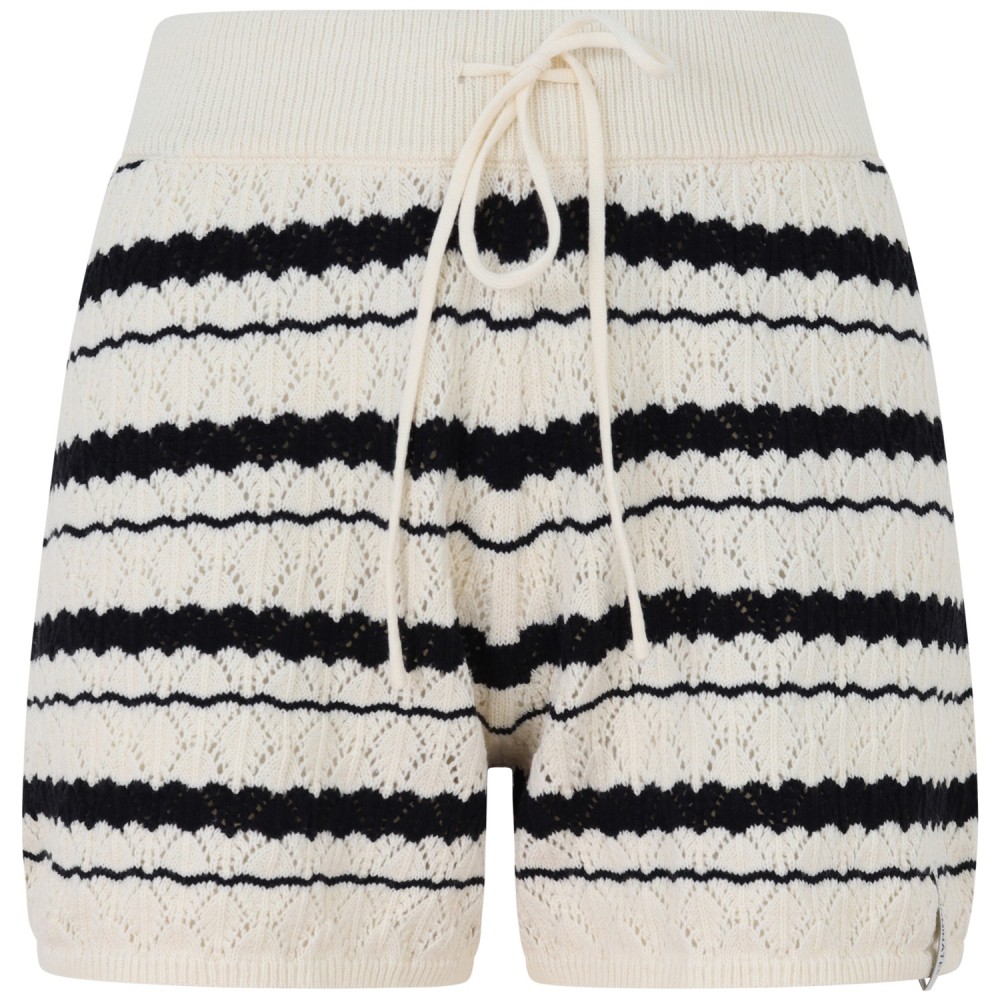 Shorts  in maglia avorio e nero per donna