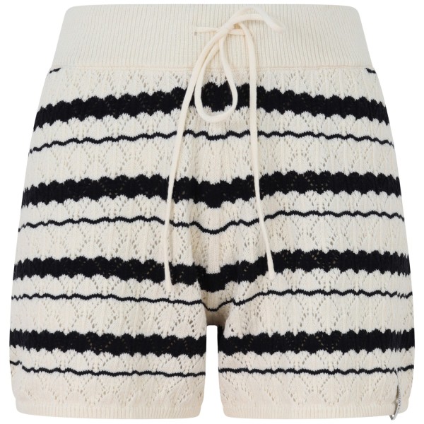 Shorts  in maglia avorio e nero per donna