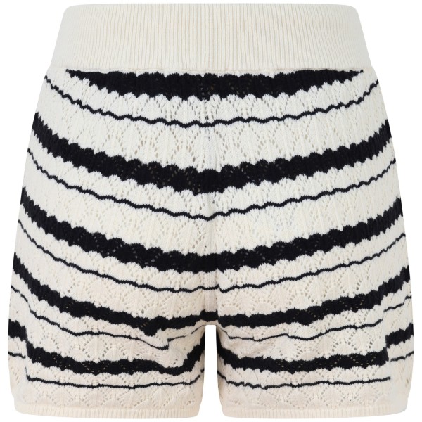 Shorts  in maglia avorio e nero per donna
