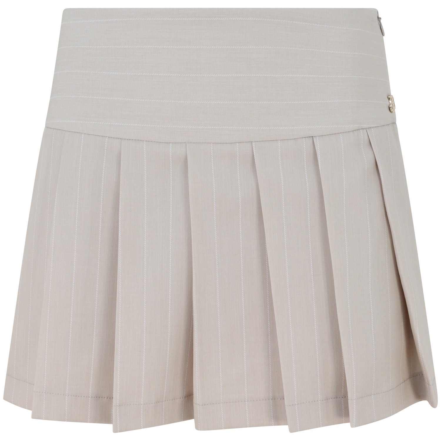 Gonna pantaloncino beige rigata per donna
