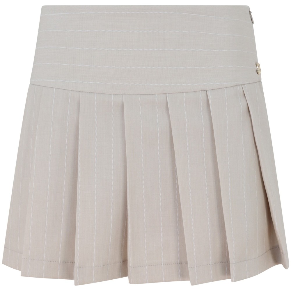 Gonna pantaloncino beige rigata per donna