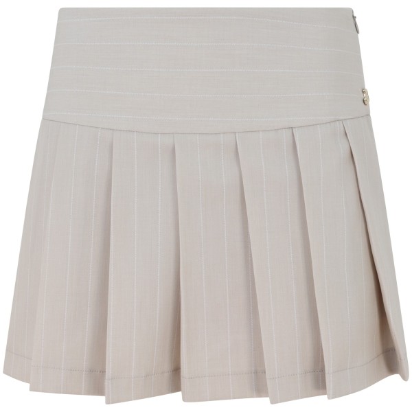 Gonna pantaloncino beige rigata per donna