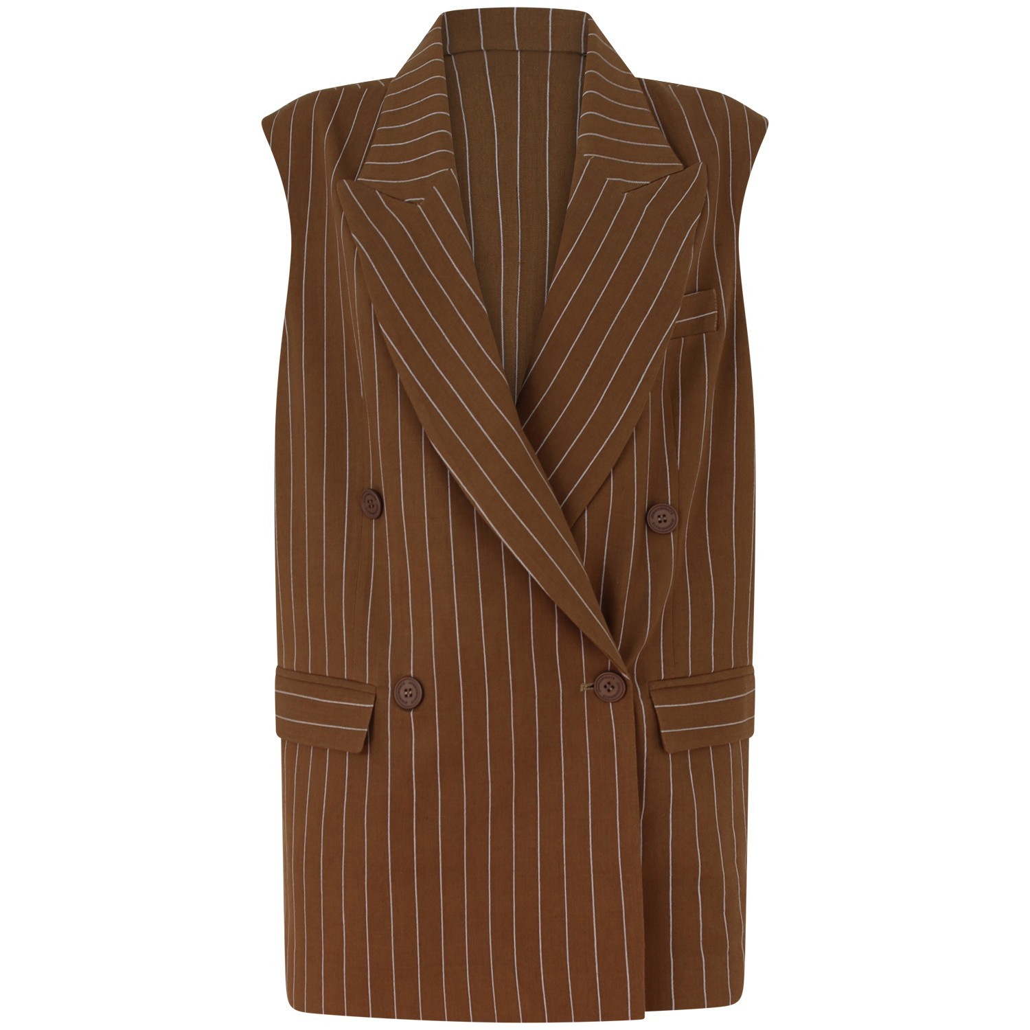 Gilet marrone gessato per donna