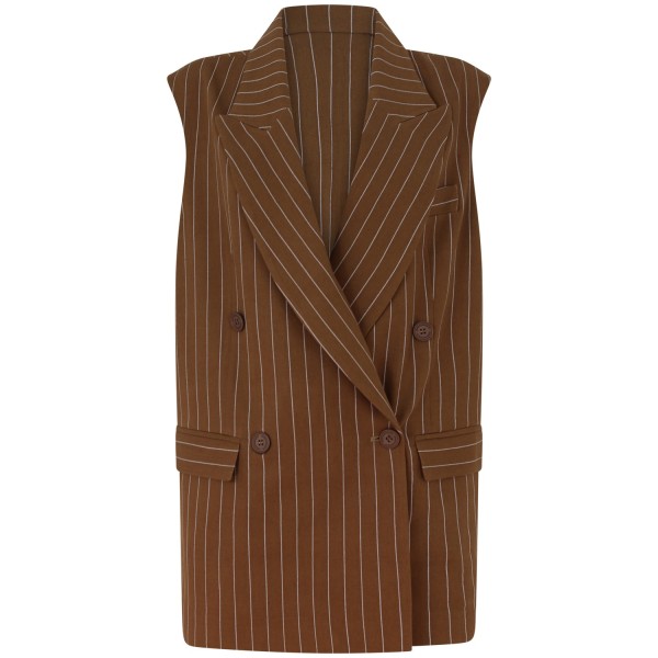 Gilet marrone gessato per donna