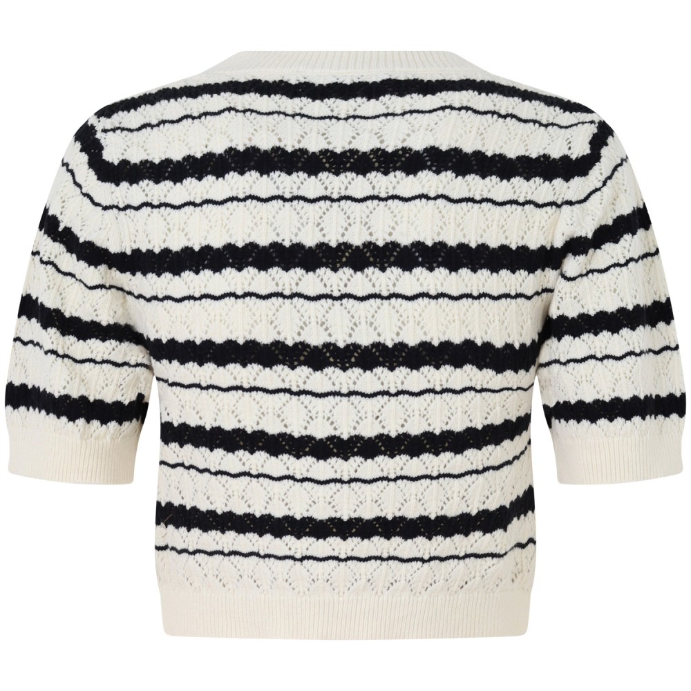 T-shirt in maglia bianca e nera per donna