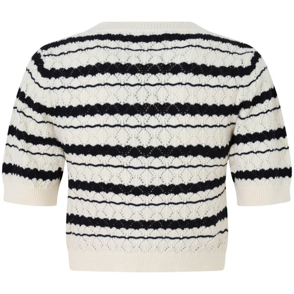 T-shirt in maglia bianca e nera per donna