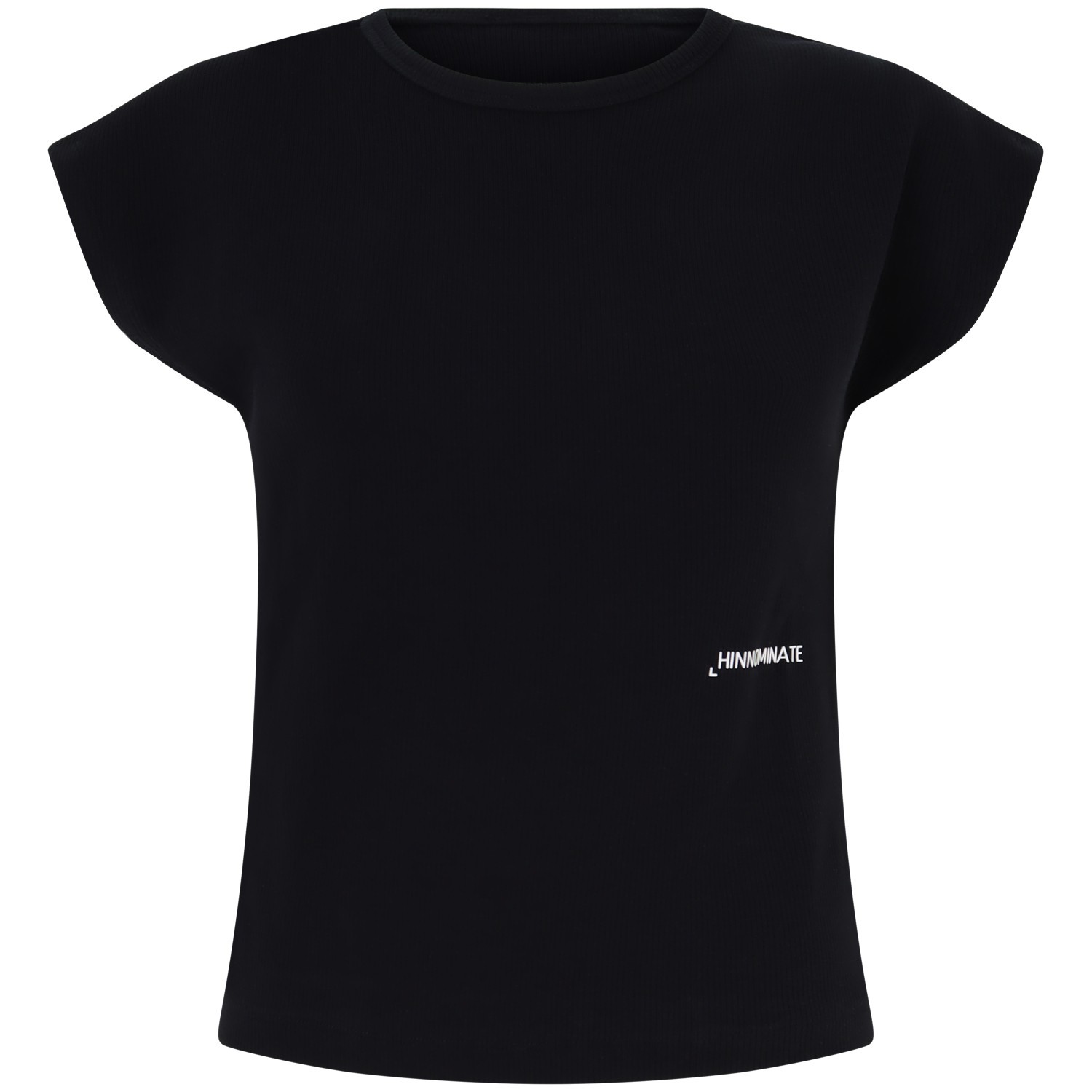 T-shirt a costine nera per donna