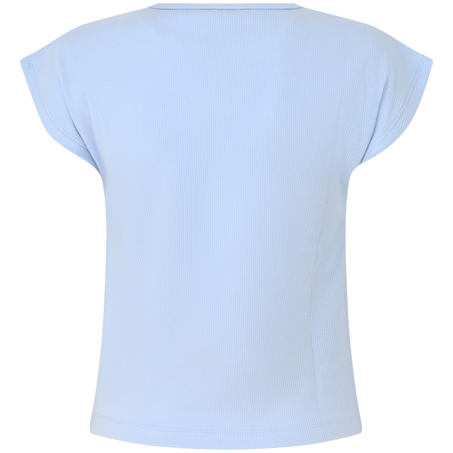 T-shirt a costine celeste per donna