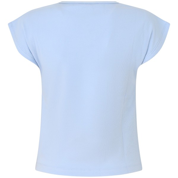 T-shirt a costine celeste per donna
