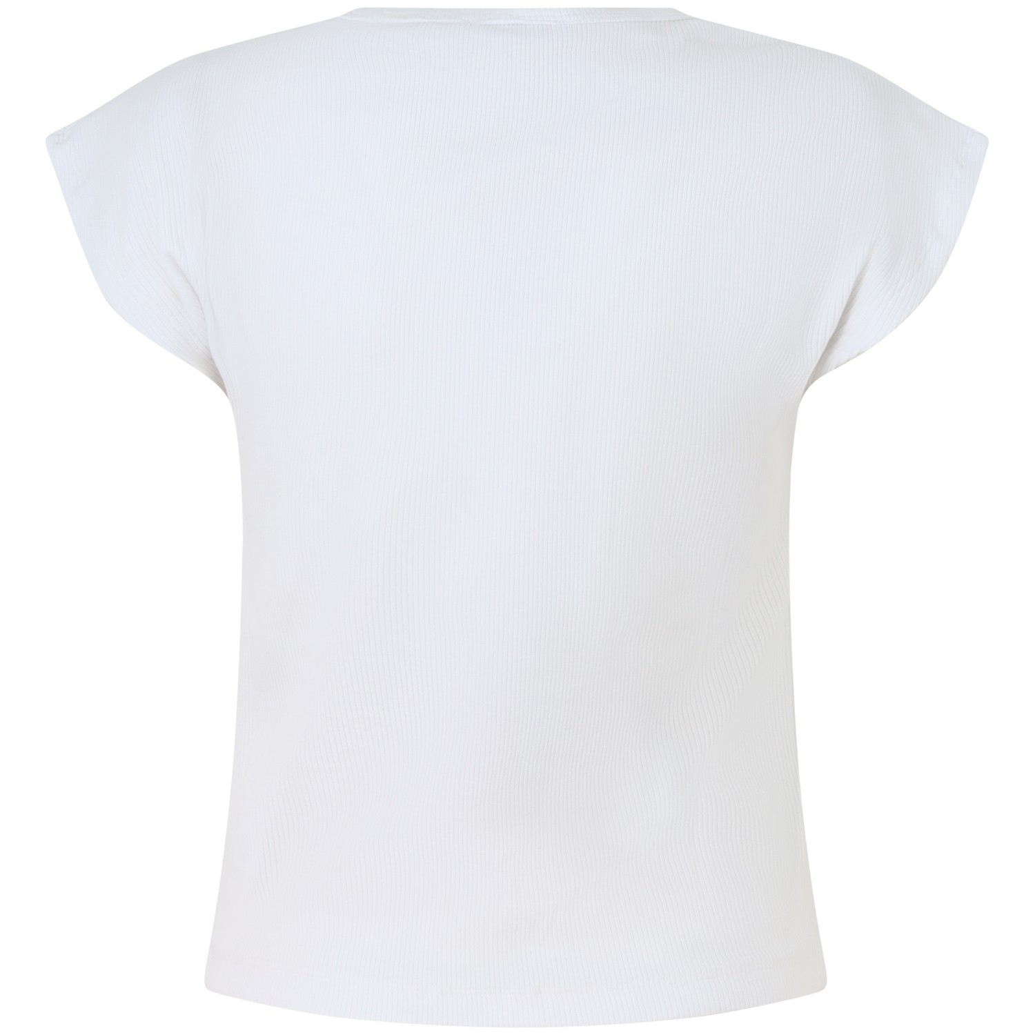 T-shirt a costine bianca per donna 2