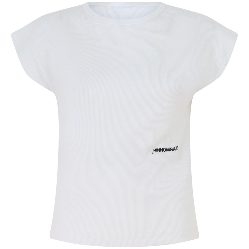 T-shirt a costine bianca per donna