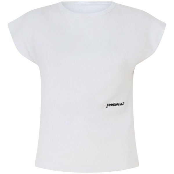 T-shirt a costine bianca per donna