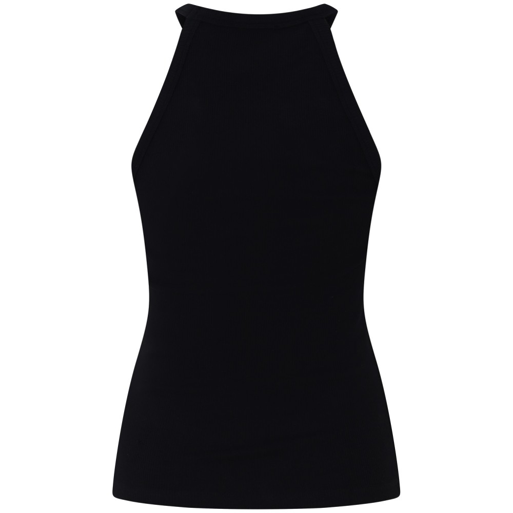 Canotta a costine nera per donna