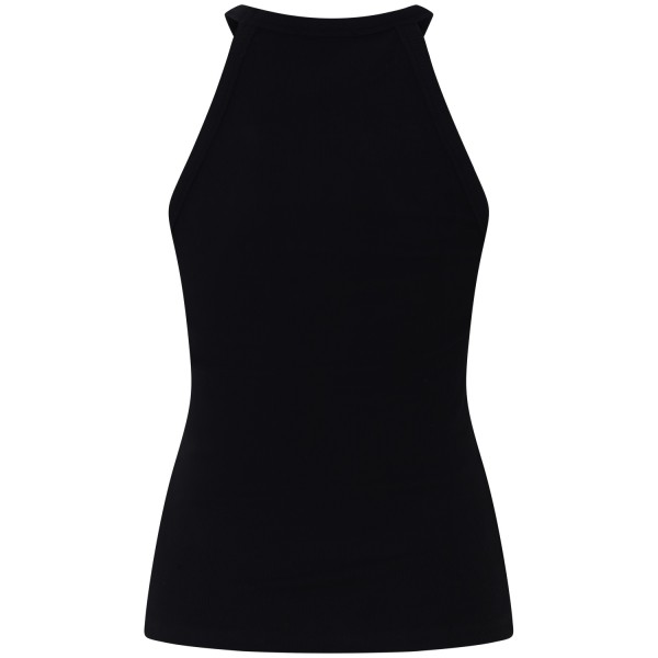 Canotta a costine nera per donna