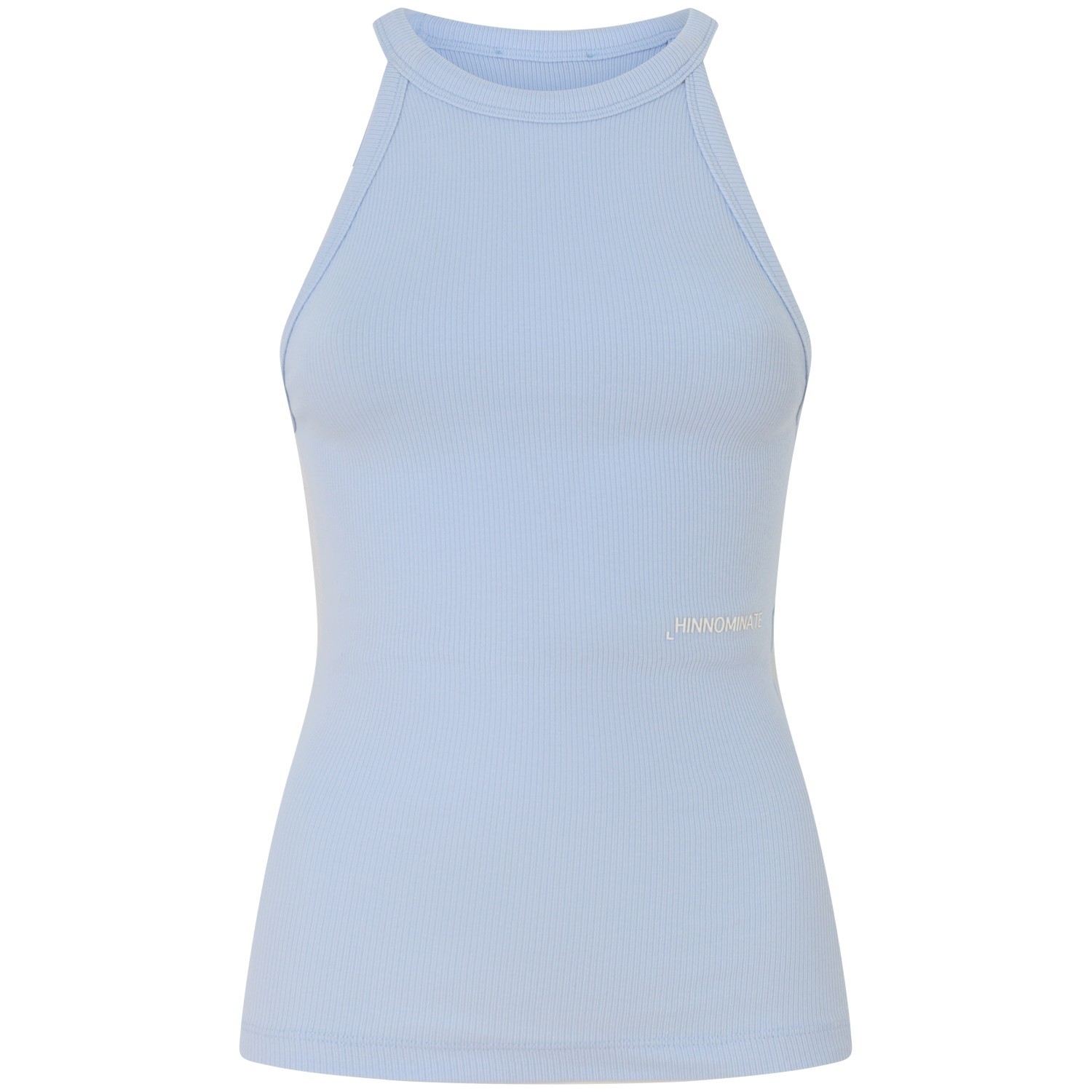 Canotta a costine celeste per donna