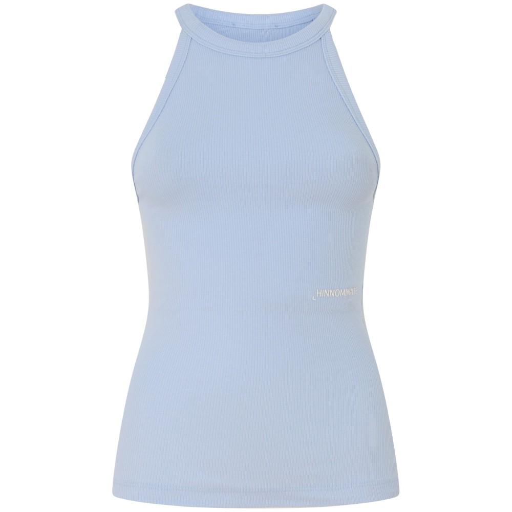 Canotta a costine celeste per donna