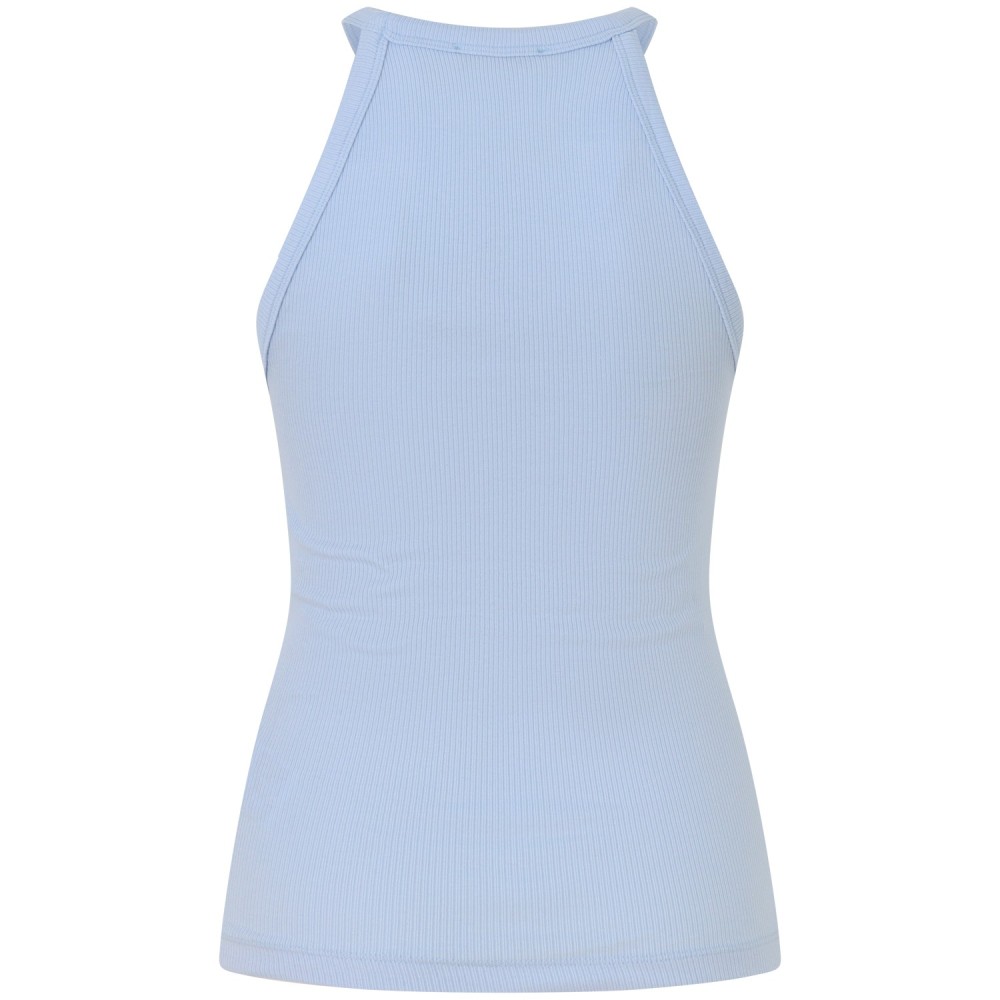 Canotta a costine celeste per donna