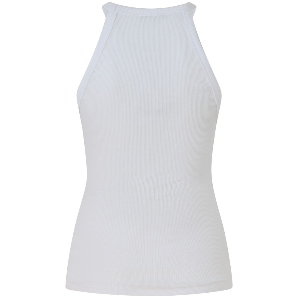 Canotta a costine bianca per donna