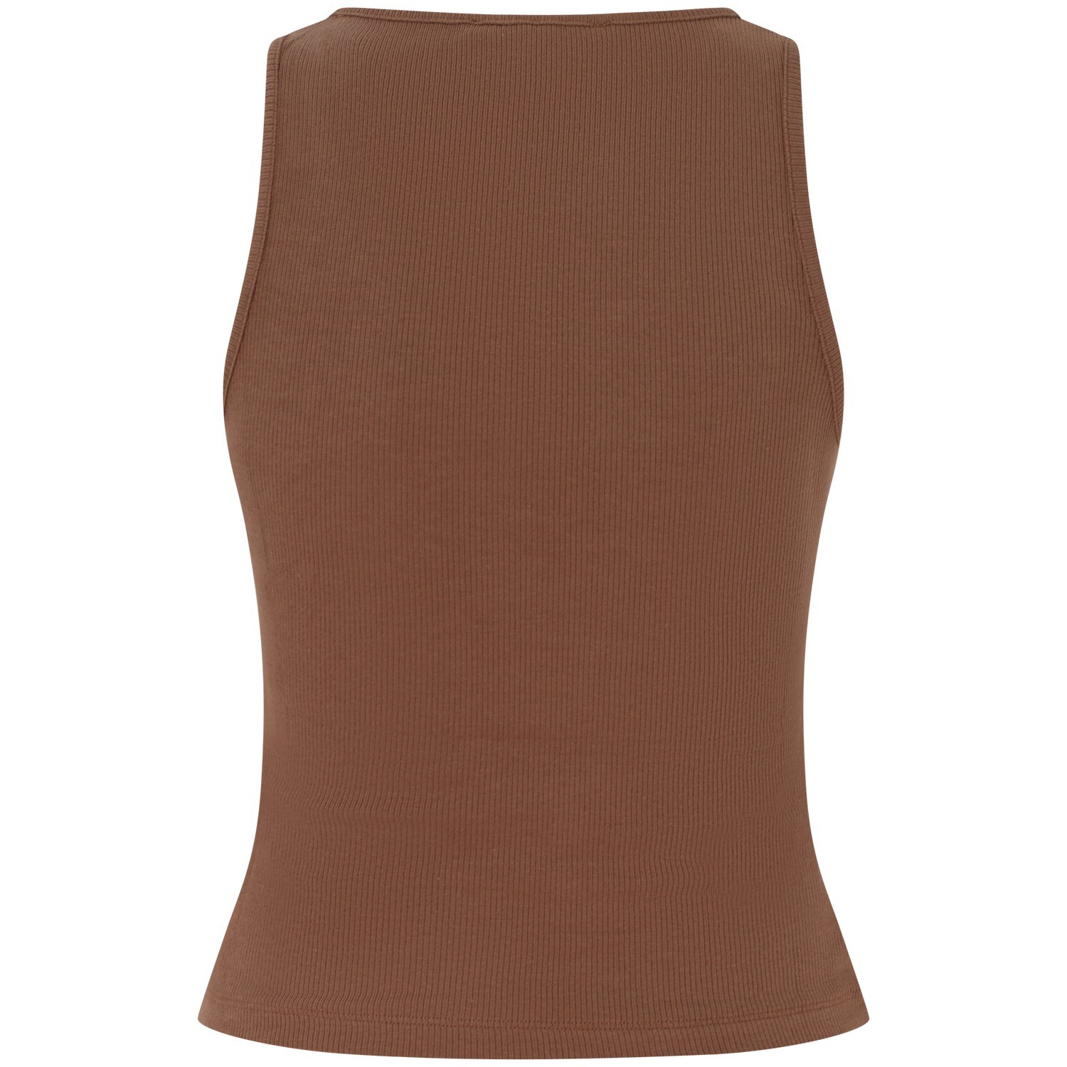 Canotta a costine marrone con bottoncini per donna 2