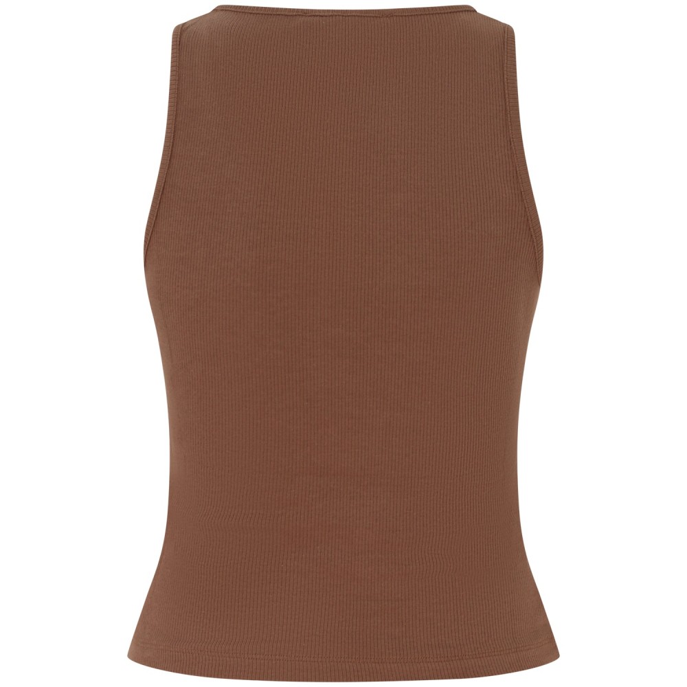Canotta a costine marrone con bottoncini per donna