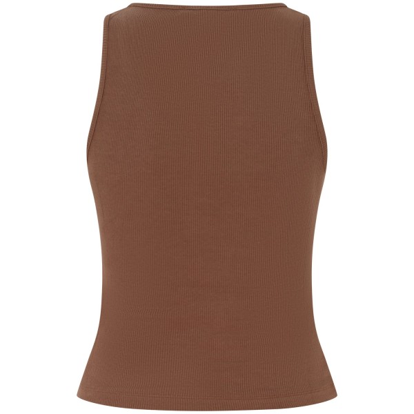 Canotta a costine marrone con bottoncini per donna