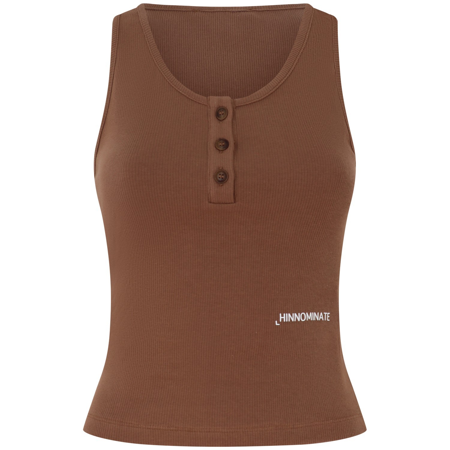 Canotta a costine marrone con bottoncini per donna