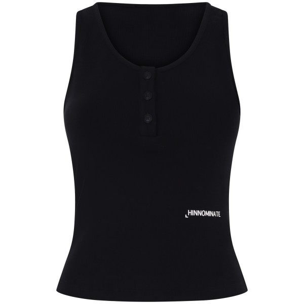 Canotta a costine nera con bottoncini per donna