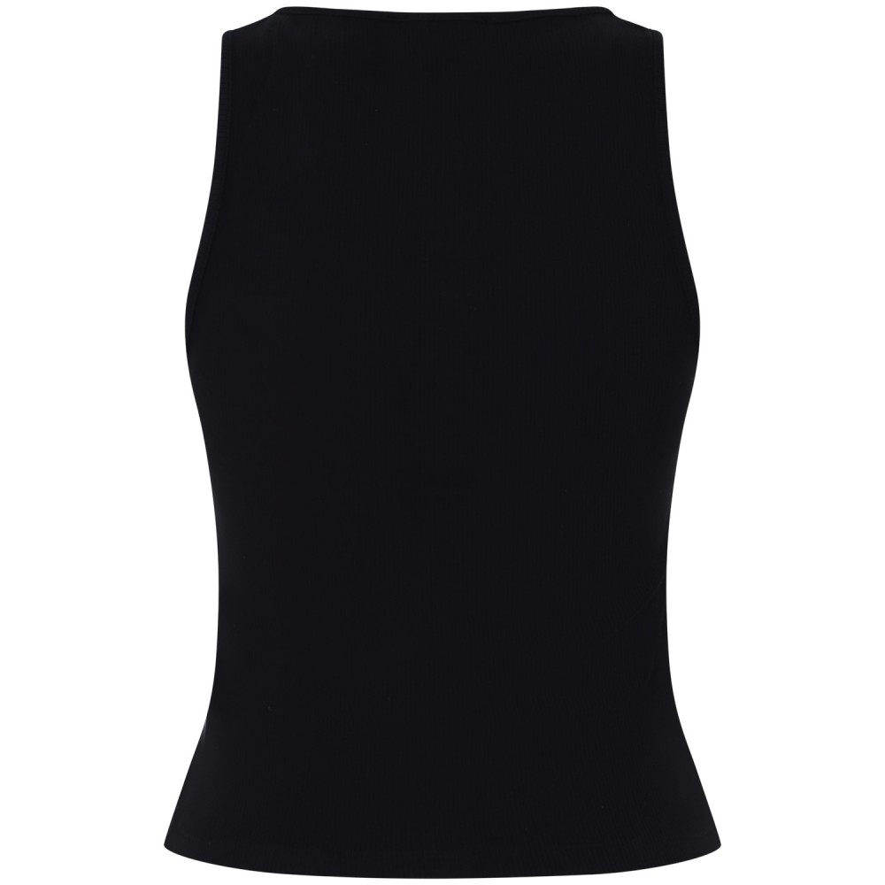 Canotta a costine nera con bottoncini per donna