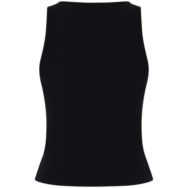 Canotta a costine nera con bottoncini per donna