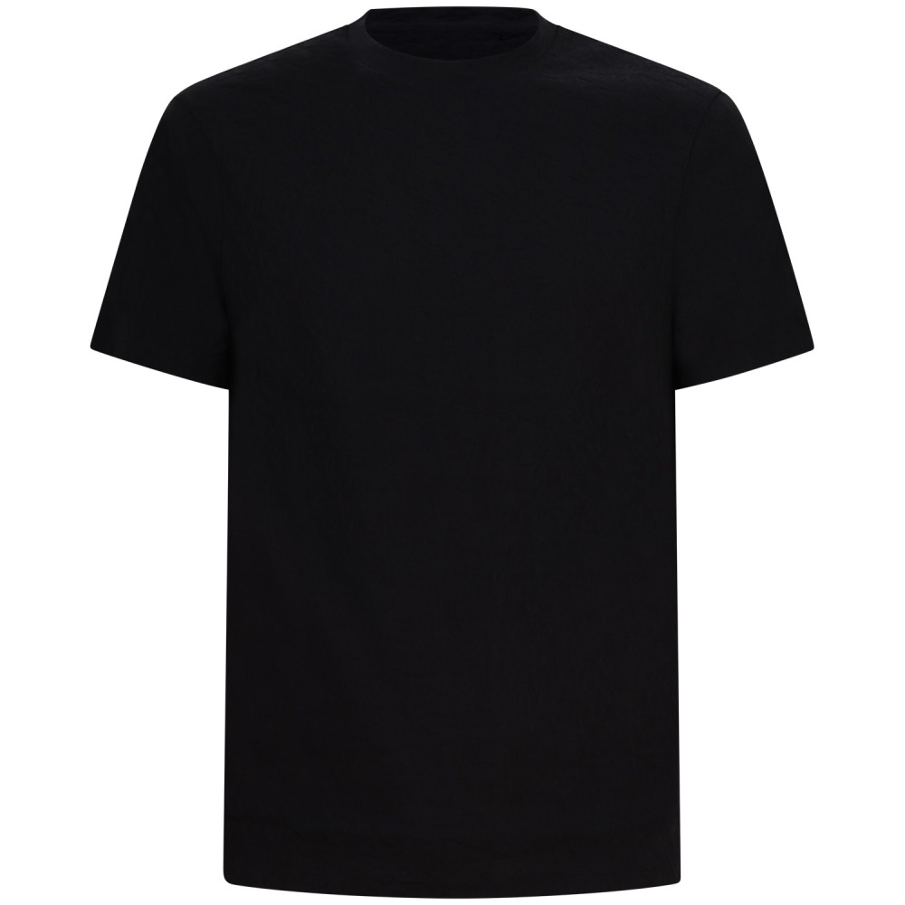 T-shirt nera con trama lavorata per uomo