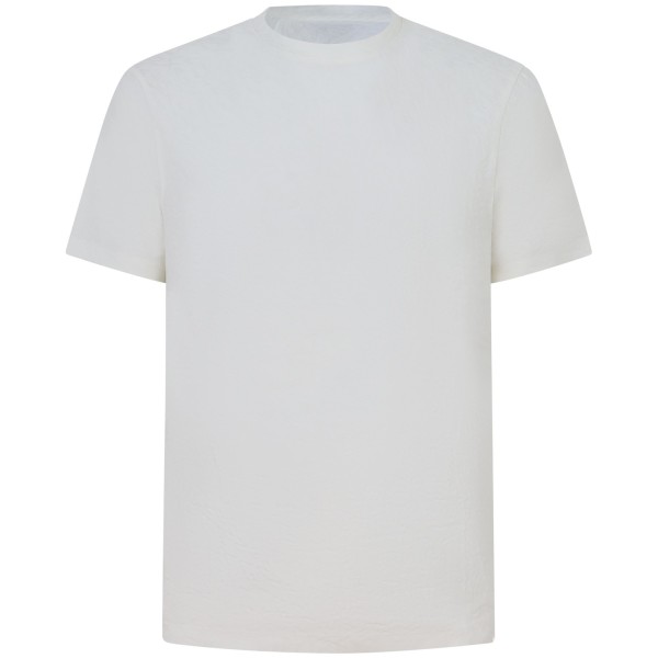 T-shirt bianca con trama lavorata per uomo