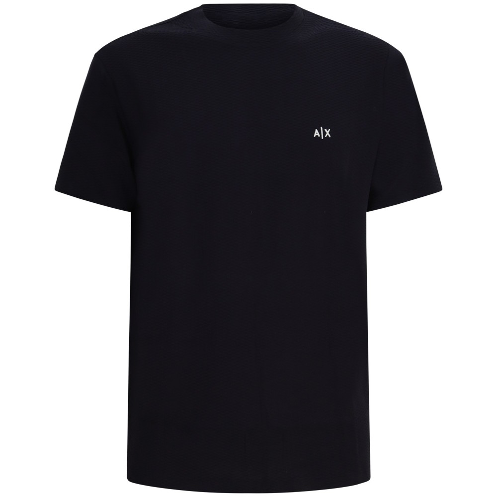 T-shirt blu con trama lavorata per uomo