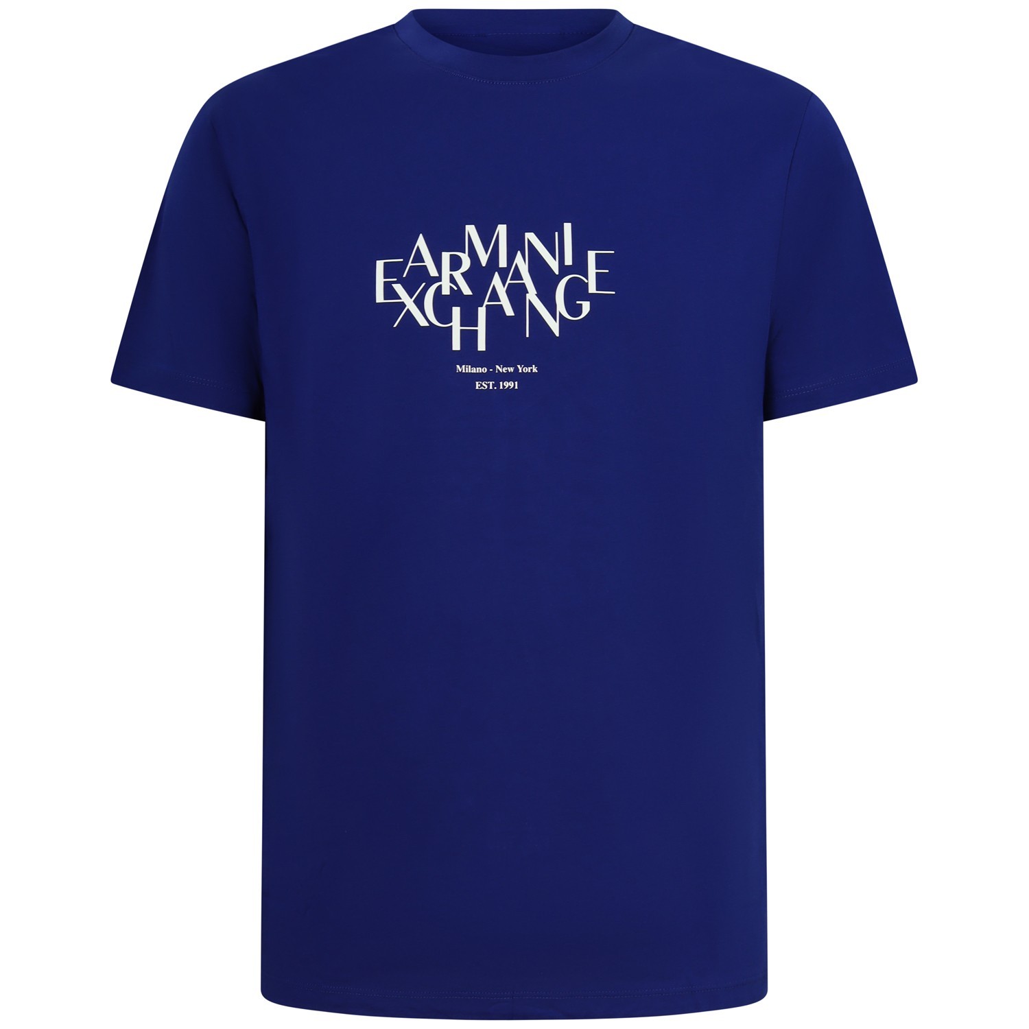 T-shirt blu elettrico con logo centrale per uomo