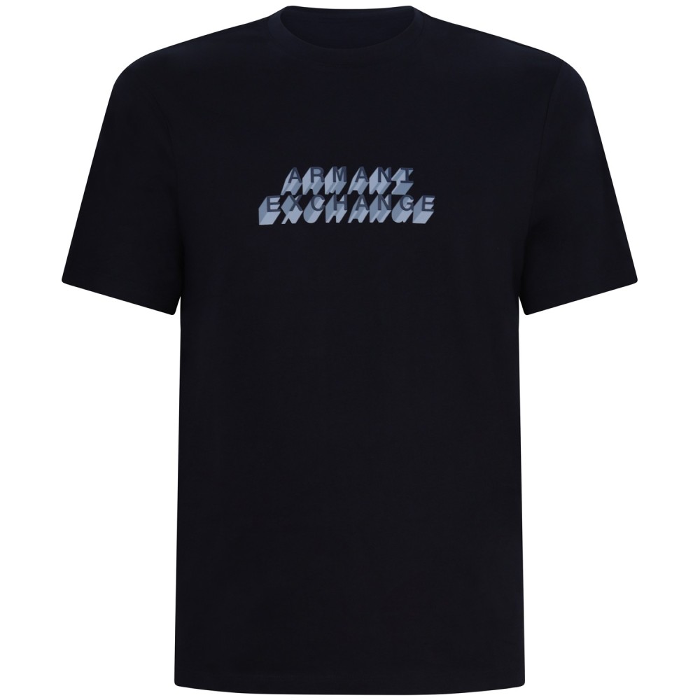 T-shirt blu con logo centrale per uomo